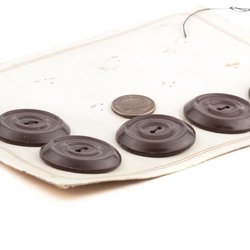 Card (5) Art Deco plastic celluloid black geometric buttons 33mm