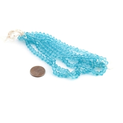 Hank (168) Vintage aqua blue English cut Czech glass beads 5mm