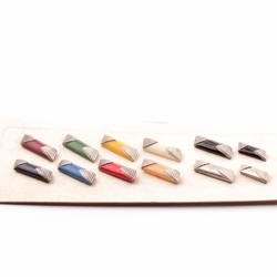 Card (12) Czech 1920s silver metallic rhomboid vintage glass buttons
