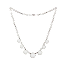 Vintage Czech necklace frost round pendant glass beads drops