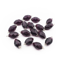 Lot (17) antique Victorian Czech purple oval connector glass beads 22mm