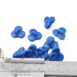 Lot (9) Czech Vintage blue trefoil glass buttons 18mm