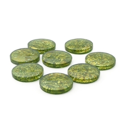 Lot (8) Czech vintage foil marble green lozenge glass cabochons 15mm