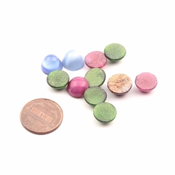 Lot (11) vintage Czech round domed satin moonglow aventurine glass cabochons