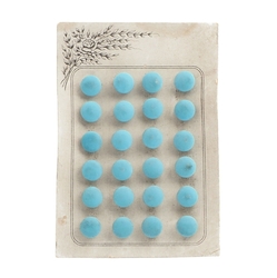 Card (24) Czech Deco Vintage matte pastel blue dimi doll size glass buttons 11mm