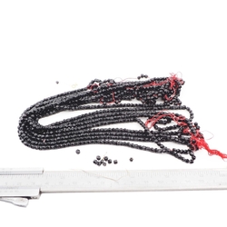 Lot (800+) antique Czech black round faceted glass beads 4mm