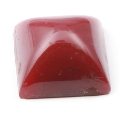 Czech Deco vintage square domed red glass cabochon 24mm