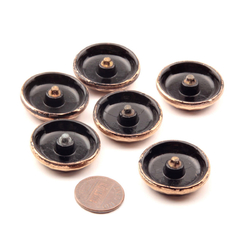 Lot (6) vintage Czech gold gilt faceted black glass buttons 28mm