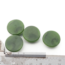 Lot (4) large Czech vintage green satin moonglow round glass cabochons 20mm