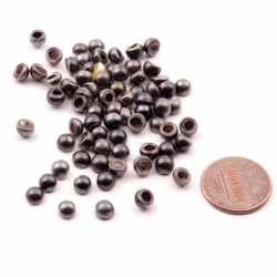 Lot (72) vintage Czech metallic coated wax pearl wachsperlen domed cabochons 5mm