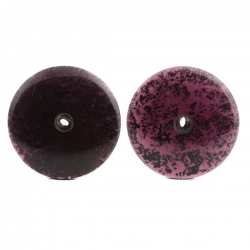 Lot (2) antique Czech amethyst purple rosarian pin shank glass button elements 32mm