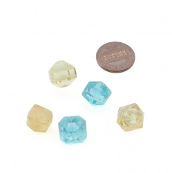 Lot (5) Czech vintage faceted pendant glass beads buttons 12mm