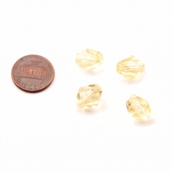 RESERVED LIZ Lot (4) Czech vintage tin cut faceted jonquil yellow glass beads 12mm