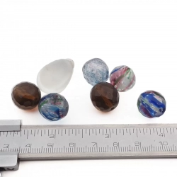 RESERVED LIZ Lot (7) Czech vintage teardrop faceted bicolor glass beads