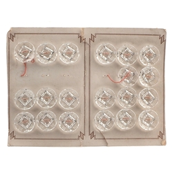 Card (20) vintage Czech crystal clear sewing glass buttons 18mm