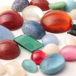 Lot (28) Czech vintage assorted glass cabochons