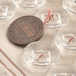 Card (20) vintage Czech crystal clear sewing glass buttons 18mm