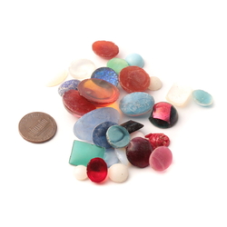 Lot (28) Czech vintage assorted glass cabochons