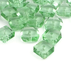 Lot (40) Czech antique hand faceted octagon rondelle green glass beads 11-12mm