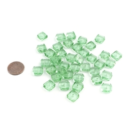 Lot (40) Czech antique hand faceted octagon rondelle green glass beads 11-12mm