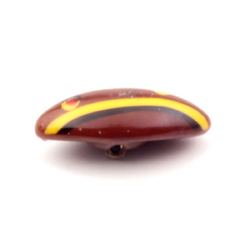 Antique Czech yellow striped lampwork glass button 20mm