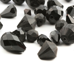 Lot (29) Czech vintage Art Deco assorted faceted black glass beads