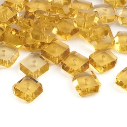 Lot (50) Czech antique hand faceted octagon rondelle topaz glass beads 11-12mm