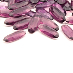 Lot (50) Czech vintage oval faceted Amethyst purple glass rhinestones 12x5mm