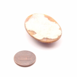 Large Czech vintage pink peach satin marble oval glass cabochon 40x30mm