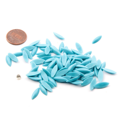 Lot (95) Czech vintage turquoise blue oval navette glass cabochons 14x5mm