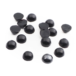 Lot (17) Czech vintage black round glass cabochons 9mm