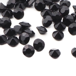 Lot (84) Czech vintage round faceted black glass rhinestones 4mm