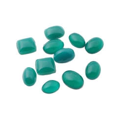 Lot (11) Czech vintage green opaline chrysoprase glass cabochons