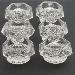 Lot (6) Czech vintage cut crystal glass salt cellars condiment table accessories