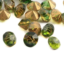 Lot (23) rare Czech antique foiled green bicolor glass rhinestones 8/9mm