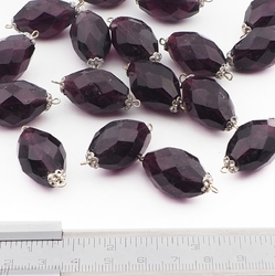 Lot (17) antique Victorian Czech purple oval connector glass beads 22mm