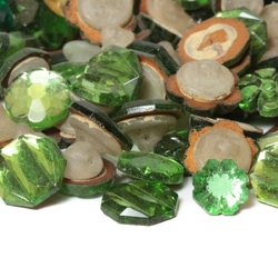 Lot Czech vintage glass rhinestone trimming stone beads geometric floral green