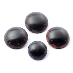 Set (4) Czech Victorian antique hand painted black glass buttons