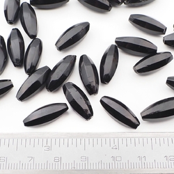 Lot (30) Czech antique oval melon faceted black glass beads