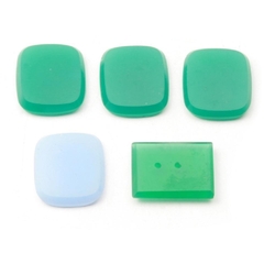 Lot (5) vintage Czech Deco chrysoprase jade green opaline blue glass cabochons