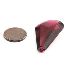 Czech antique hand cut fuchsia pink teardrop faceted pendant glass bead 40mm