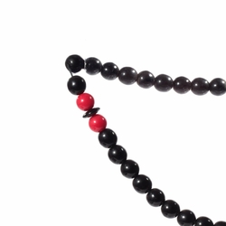 Vintage prayer beads black red marble round rondelle tube Czech glass beads