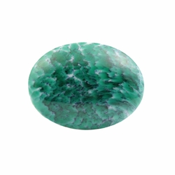 Large Czech vintage green satin marble oval glass cabochon 40x31mm