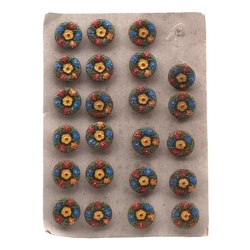 Card (23) Czech vintage Deco brown glass flower buttons 16mm