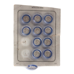 Card vintage Czech blue crystal clear glass buttons 22mm