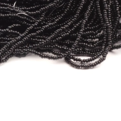 Master Hank 50000 Vintage Czech black rondelle poppy seed glass beads 20bpi