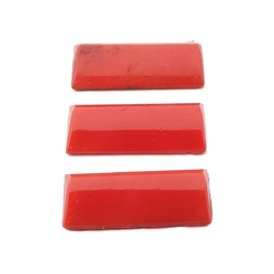 Lot (3) Czech Deco vintage red rectangle tile glass cabochons 24x10mm