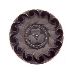 Rare Antique Victorian Czech lacy clover black glass button 32mm