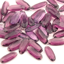 Lot (50) Czech vintage oval faceted Amethyst purple glass rhinestones 12x5mm