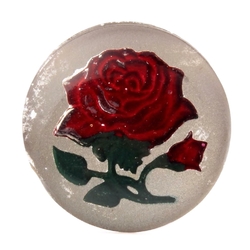 Antique Czech intaglio painted rose flower mirrored glass cabochon 27mm